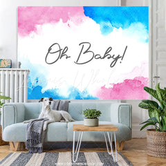Lofaris Graffiti Blue Pink Gender Reveal Baby Shower Backdrop