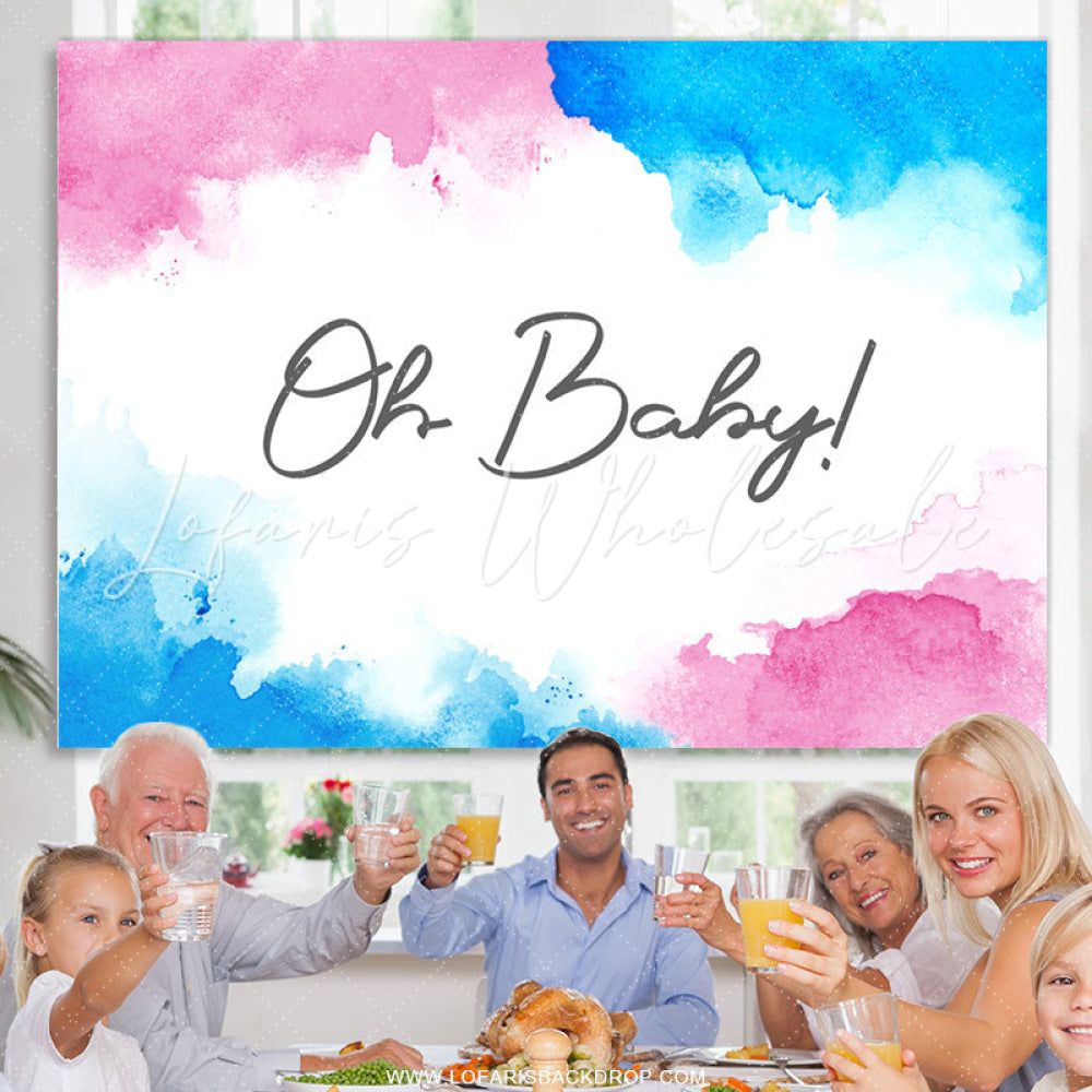 Lofaris Graffiti Blue Pink Gender Reveal Baby Shower Backdrop