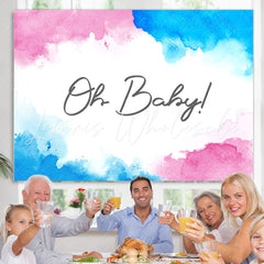 Lofaris Graffiti Blue Pink Gender Reveal Baby Shower Backdrop