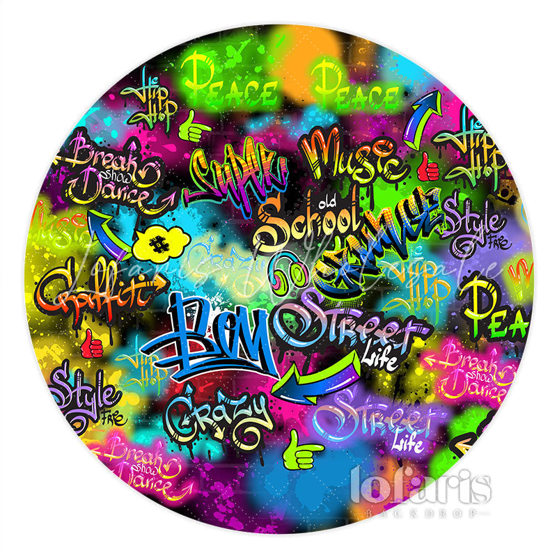 Lofaris Graffiti Bom School Music Circle Dance Party Backdrop