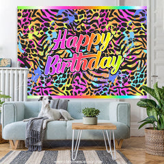 Lofaris Graffiti Colorful Leopard Happy Birthday Backdrop