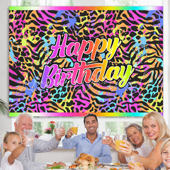 Lofaris Graffiti Colorful Leopard Happy Birthday Backdrop