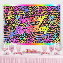 Lofaris Graffiti Colorful Leopard Happy Birthday Backdrop