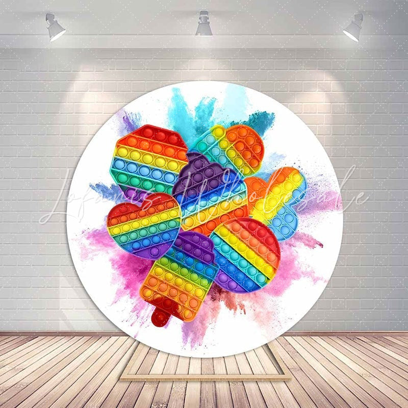 Lofaris Graffiti Pop It Toy Birthday Party Round Backdrops