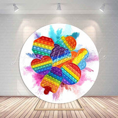 Lofaris Graffiti Pop It Toy Birthday Party Round Backdrops