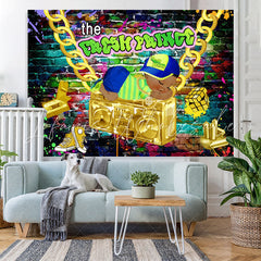 Lofaris Graffiti Wall With Goden Themed Baby Shower Backdrop