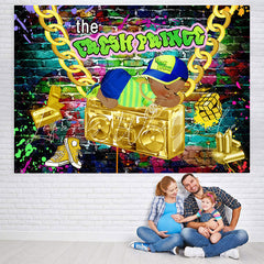 Lofaris Graffiti Wall With Goden Themed Baby Shower Backdrop