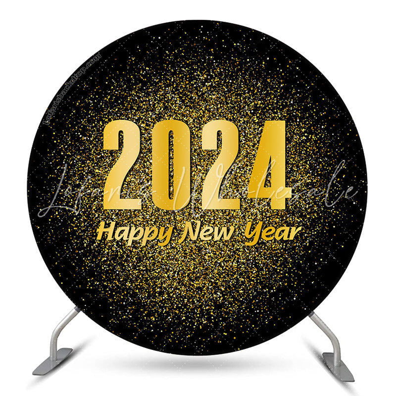 Lofaris Great Simple Happy 2024 New Year Circle Holiday Backdrop