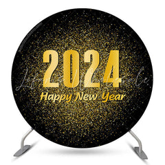 Lofaris Great Simple Happy 2024 New Year Circle Holiday Backdrop