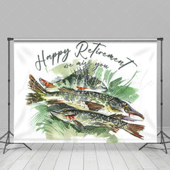 Lofaris Greem Fish We Miss You Happy Retirement Backdrop