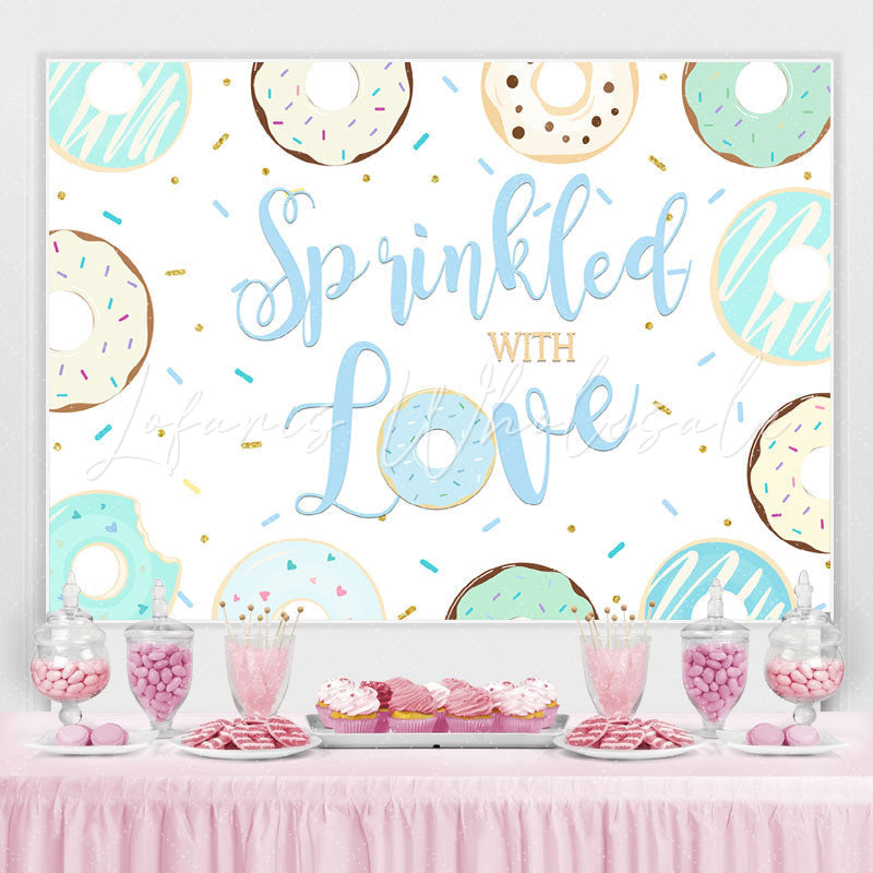 Lofaris Green And Bule Donuts Summer Birthday Party Backdrop