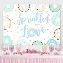 Lofaris Green And Bule Donuts Summer Birthday Party Backdrop