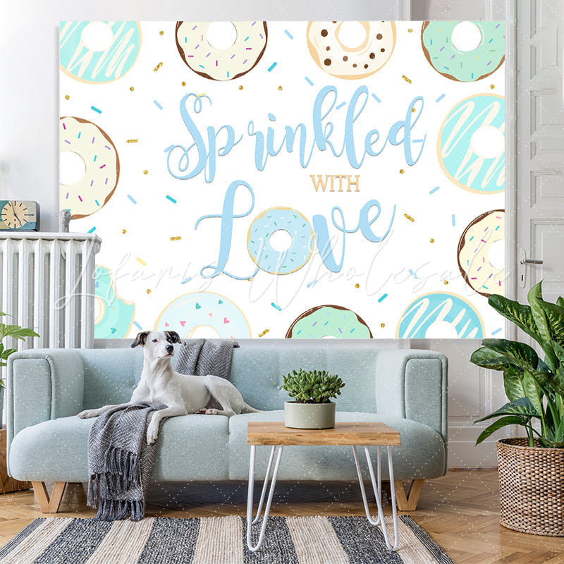 Lofaris Green And Bule Donuts Summer Birthday Party Backdrop