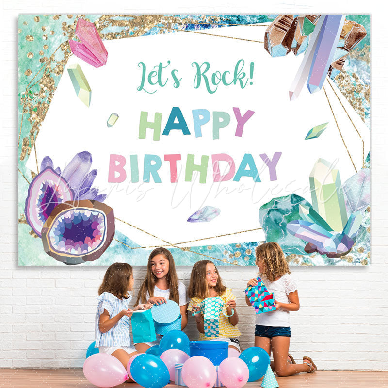 Lofaris Green And Glitter Crystal Above Sea Birthday Backdrop