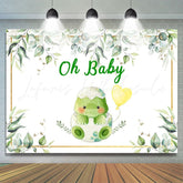 Lofaris Green And Glitter Turtle Themed Baby Shower Backdrop
