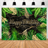 Lofaris Green And Gold Leaves Happy Birthday Backdorp For Party