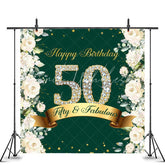 Lofaris Green and Golden Balloon Happy 50Th Birthday Backdrop