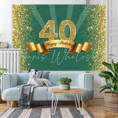 Lofaris Green and Golden Bokeh Happy 40th Birthday Backdrop