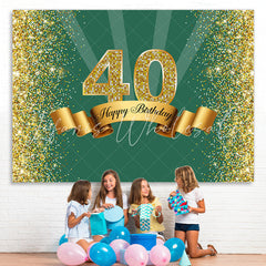 Lofaris Green and Golden Bokeh Happy 40th Birthday Backdrop