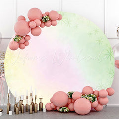 Lofaris Green And Pink Themed Circle Happy Birthday Backdrop