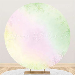 Lofaris Green And Pink Themed Circle Happy Birthday Backdrop
