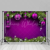 Lofaris Green And Purple Glitter Balls Merry Christmas Backdrop
