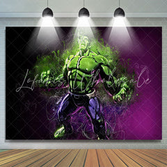 Lofaris Green And Purple Super Hero Birthday Backdrop For Boy