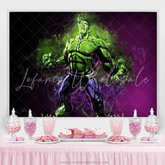 Lofaris Green And Purple Super Hero Birthday Backdrop For Boy