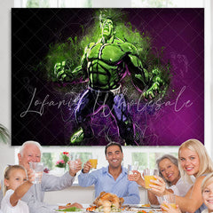 Lofaris Green And Purple Super Hero Birthday Backdrop For Boy