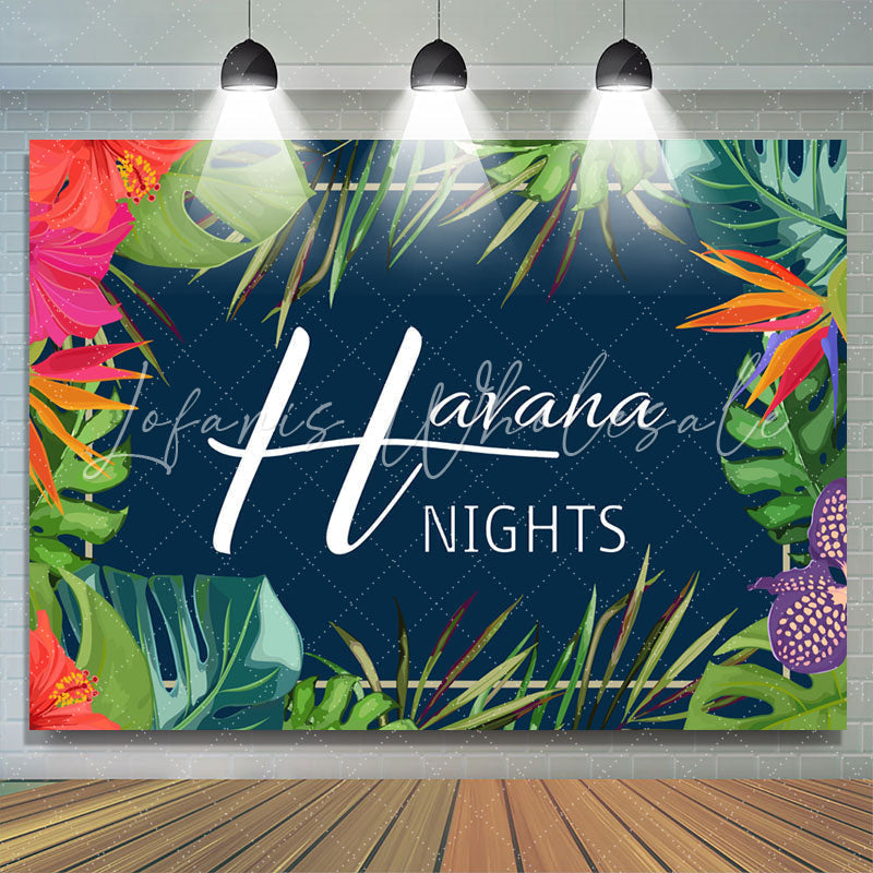 Lofaris Green And Red Leaves Happy Havana Nights Day Backdrop