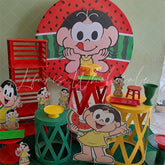 Lofaris Green And Red Watermelon Girl Round Birthday Backdrop