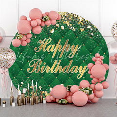 Lofaris Green And Rose Golden Round Happy Birthday Backdrop