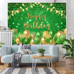 Lofaris Green Balloon Flag Ribbons Happy Birthday Backdrop