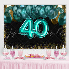 Lofaris Green Balloons Golden Bokeh 40th Brithday Backdrop