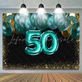 Lofaris Green Balloons Golden Bokeh 50th Brithday Backdrop