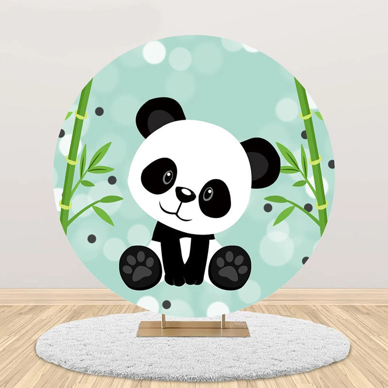 Lofaris Green Bamboo Panda Bokeh Round Baby Shower Backdrop