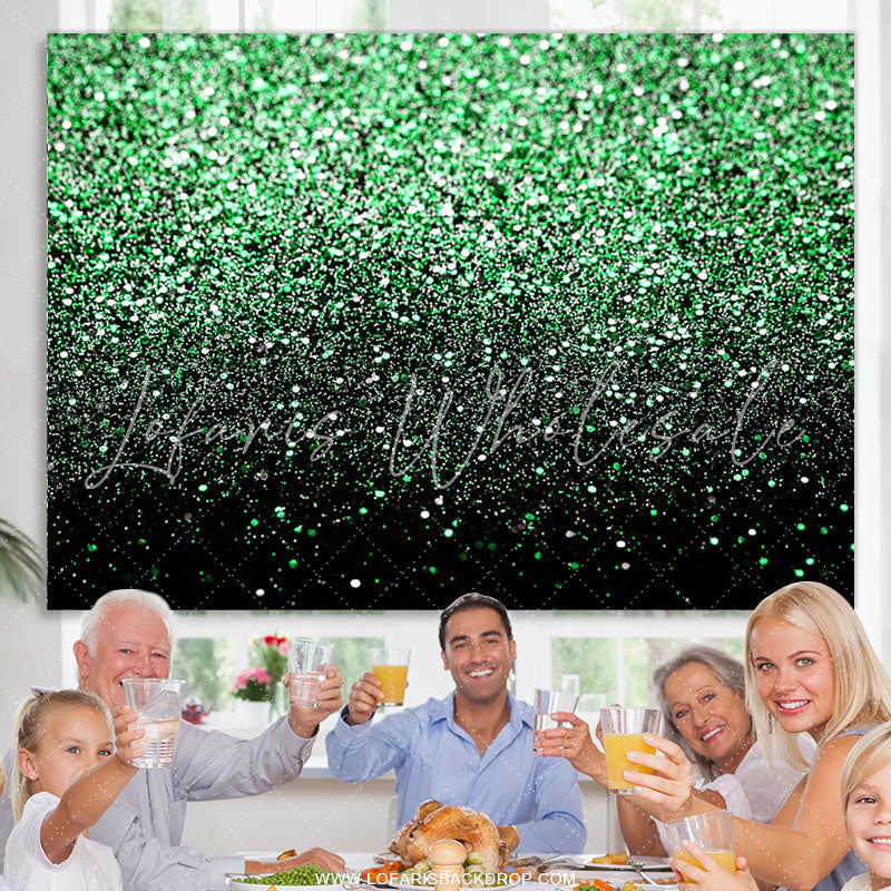 Lofaris Green Bokeh Glitter Black Birthday Party Backdrops