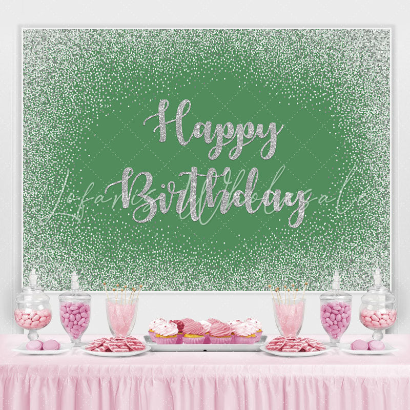Lofaris Green Bokeh Glitter Happy Birthday Backdrop for Party