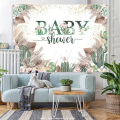 Lofaris Green Cactus Floral Boho Baby Shower Backdrop