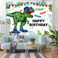 Lofaris Green Cartoon Dinosaur Happy Birthday Party Backdrop
