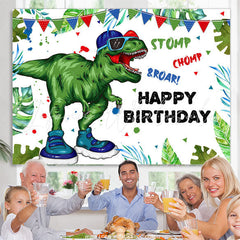 Lofaris Green Cartoon Dinosaur Happy Birthday Party Backdrop