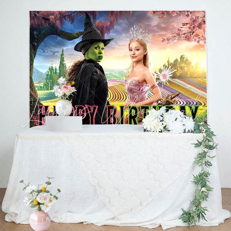 Green Castle Princess Wicked Backdrop for Birthday Party