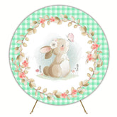 Green Checkered Easter Bunny Round Backdrop for Easter Celebration