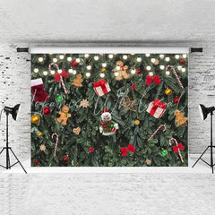 Lofaris Green Chrismas Tree And Decoration Pendant Backdrop