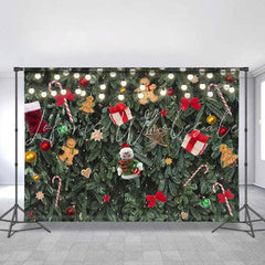 Lofaris Green Chrismas Tree And Decoration Pendant Backdrop