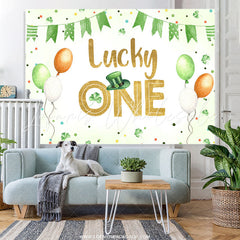 Lofaris Green Clover Balloon Lucky One Birthday Backdrop