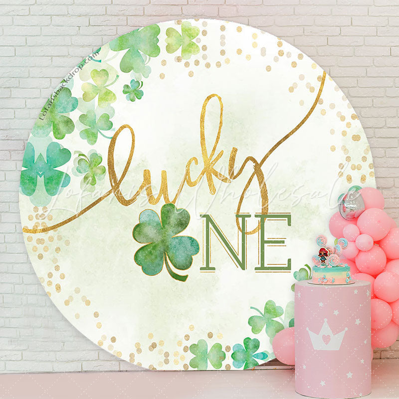 Lofaris Green Clover Lucky One Birthday Backdrop
