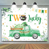 Lofaris Green Clover Truck Lucky One Birthday Backdrop