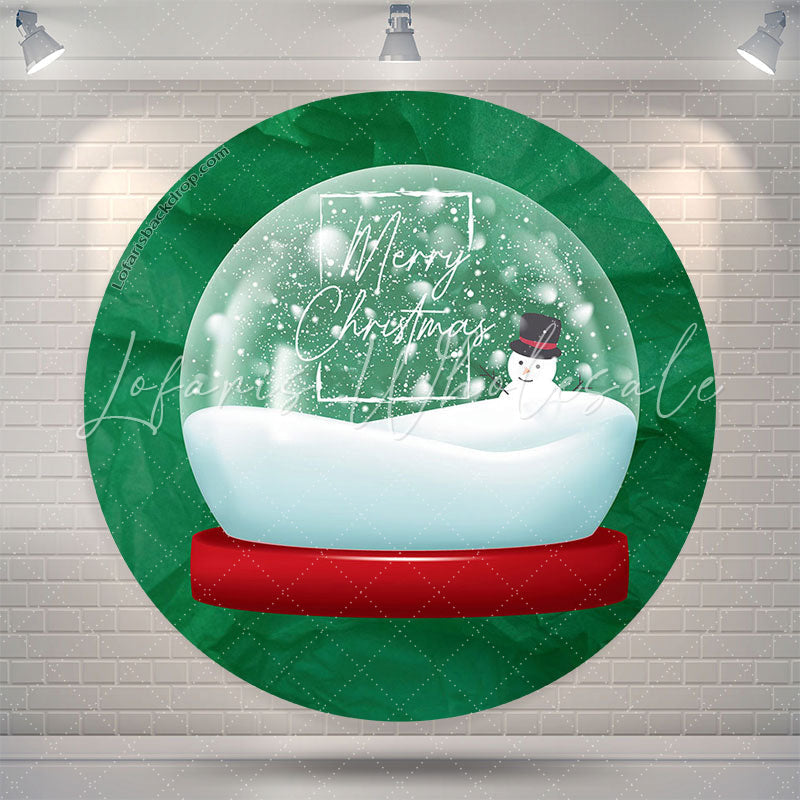 Lofaris Green Crystal Ball Snowman Circle Christmas Backdrop