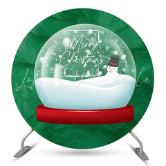 Lofaris Green Crystal Ball Snowman Circle Christmas Backdrop
